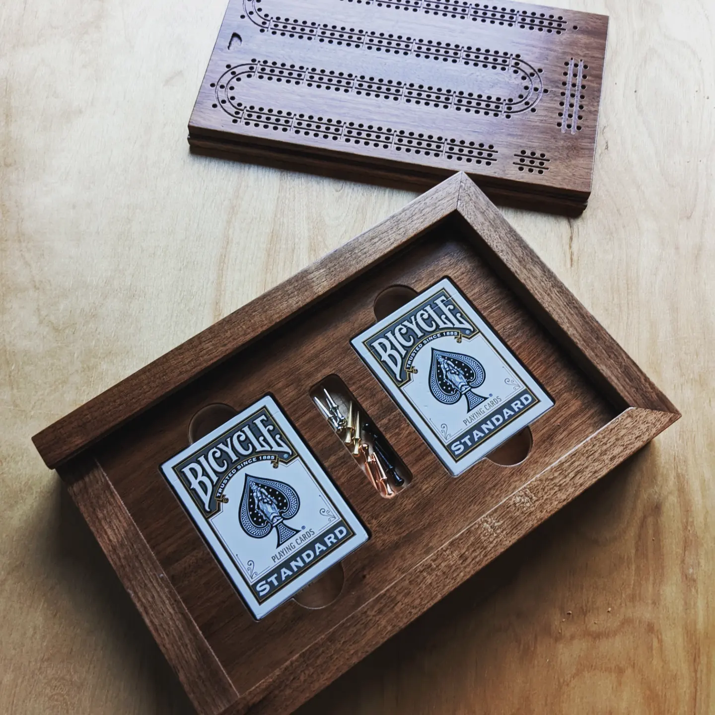 Walnut cribbage box